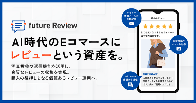 フューチャーショップが提供するECレビュー基盤「future Review」提供開始からわずか2か月でレビュー投稿率は1.9倍、投稿数は2.3倍に拡大の実績も