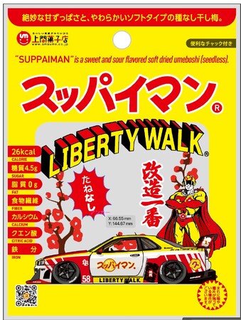 駄菓子ブランドが異色のカスタム参戦！創業60周年・スッパイマン誕生45周年を記念し“公式カスタムカー”製作LIBERTY WALKと初コラボ、大阪オートメッセ2026で初公開
