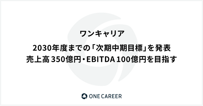 ワンキャリア、2030年度までの「次期中期目標」を発表／売上高350億円・EBITDA100億円を目指す