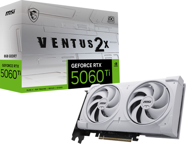 MSI、GeForce RTX(TM) 5060 Ti 8GBを搭載したグラフィックスカード「GeForce RTX(TM) 5060 Ti 8G VENTUS 2X OC WHITE PLUS」を発売