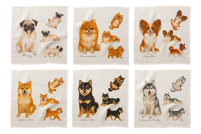 【21犬種を網羅】雑貨ブランド「Jubilee」よりドッグデザインハンカチが新登場。使うほどに肌に馴染む天然リネン100%
