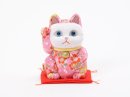 招き猫(小)友禅　桃
