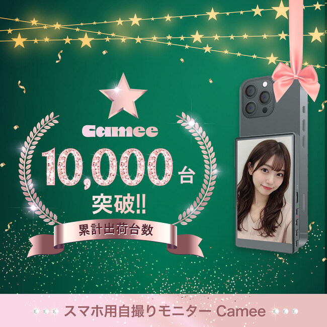 【自撮りの常識を変えた「Camee」が累計出荷台数1万台突破！】”外カメラなのに自撮りができちゃう!?”自撮りモニターが圧倒的支持を確立。