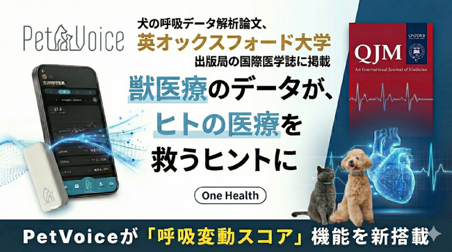 獣医療データが「人の心不全」予兆検知のヒントに。犬猫向け首輪型デバイス『PetVoice』のデータ解析論文が、英オックスフォード大学出版局の国際医学誌に掲載