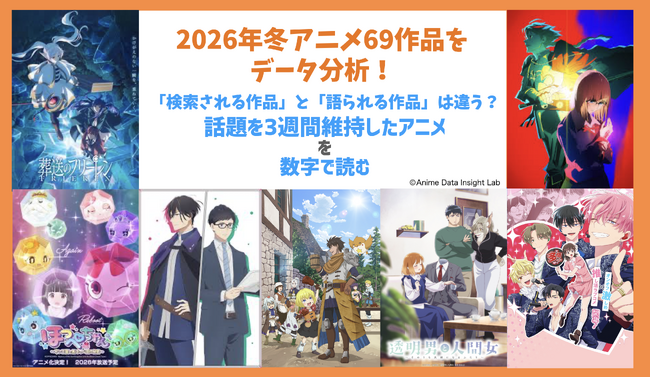 アニメデータインサイトラボ『2026年冬アニメデータ分析』公開―「検索される作品」と「語られる作品」は違う？“話題を3週間維持した”アニメを数字で読む