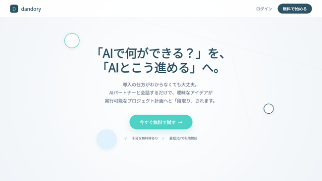 「AI、結局なにから？」に終止符。数時間でAIエージェントを基礎導入、2週間で業務実装-dandory、先着10社（2/20時点残り2社）に無償導入支援（利用料月額￥55,000～／PoC無料枠あり）