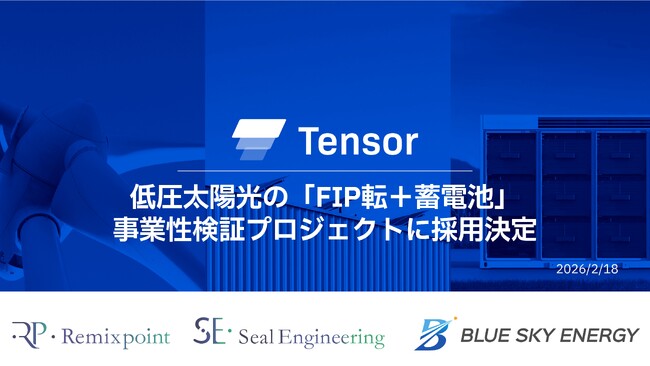 Tensor Energy、低圧太陽光の「FIP転＋蓄電池」事業性検証プロジェクトに採用決定