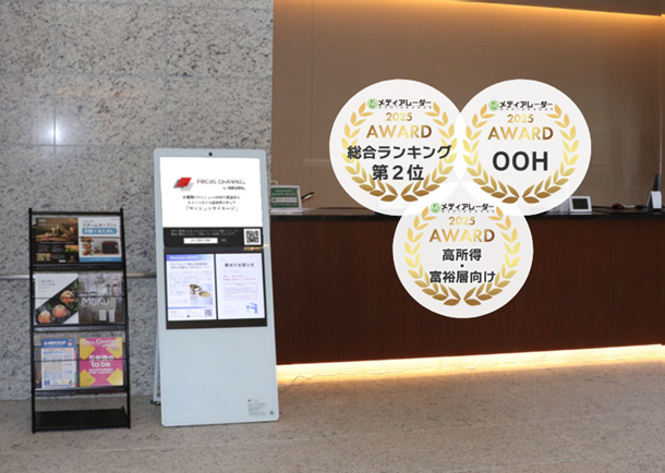 富裕層向けマンションサイネージメディア「FOCUS CHANNEL」が2025年人気媒体資料ランキングで3年連続三冠を達成