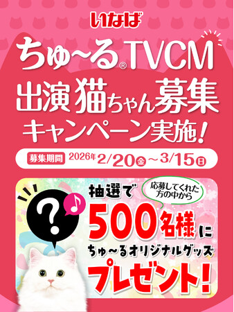 いなばペットフード　2026年TVCM　出演猫ちゃん大募集×プレゼントキャンペーン開催中