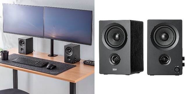 デスクで響く、コンパクトな木製の最大50W出力スピーカーを発売