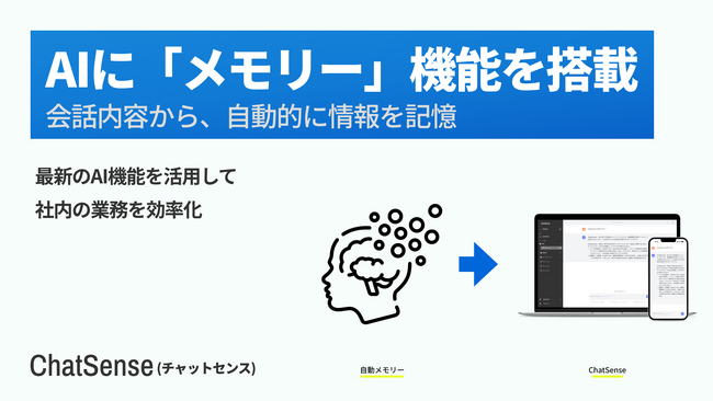 AIが会話を記憶してくれる「メモリー」機能をリリース。法人向け生成AI「ChatSense」