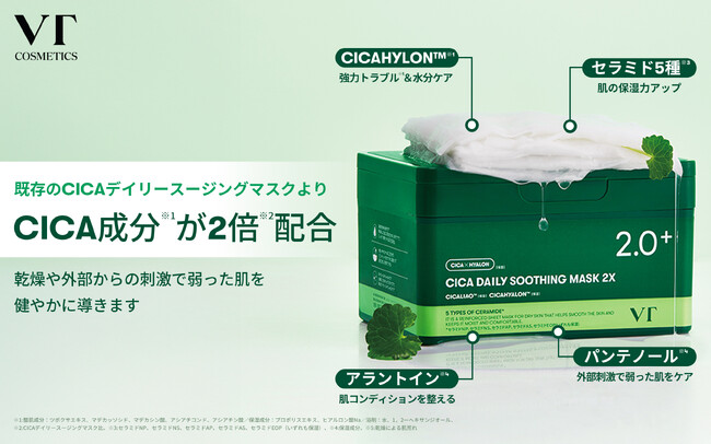 【新発売】VTの大人気商品がパワーアップ※1して登場！CICAデイリースージングマスク2Xが新発売！