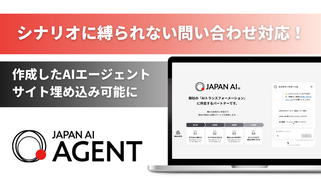 「JAPAN AI AGENT」が企業サイトや社内ポータルなどの外部環境へ設置可能に