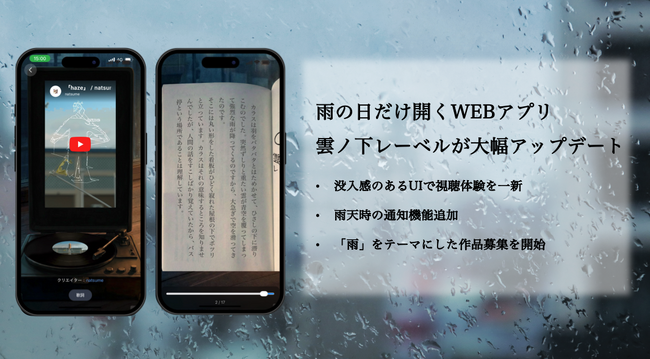 雨の日だけ開くWEBアプリ「雲ノ下レーベル」が大幅アップデート
