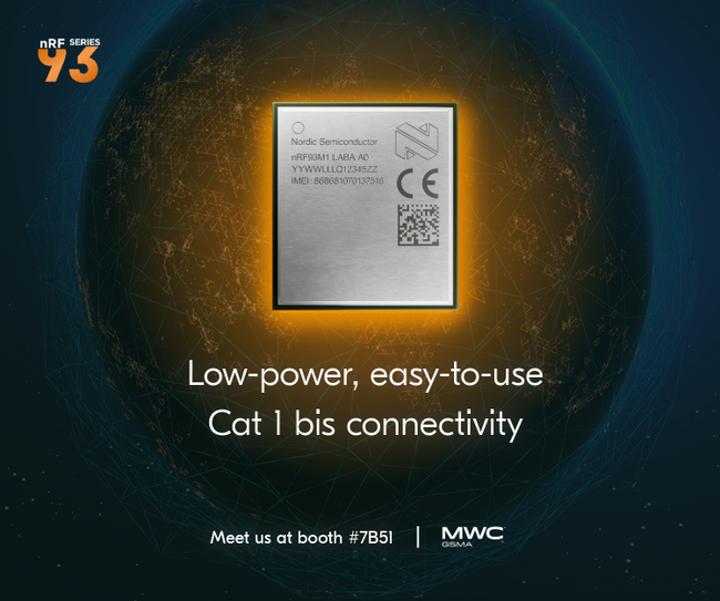 Nordic Semiconductor、MWC 2026で低消費電力「nRF93M1 Cat 1 bis」モジュールを発表