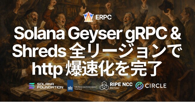 ERPC、Solana Geyser gRPC・Shreds 全リージョンで http 化を完了 - 通信オーバーヘッド削減により P99 レイテンシ 120ms 以上の改善を達成