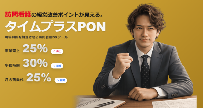訪問看護の経営改善ポイントが見える「タイムプラスPON」提供開始
