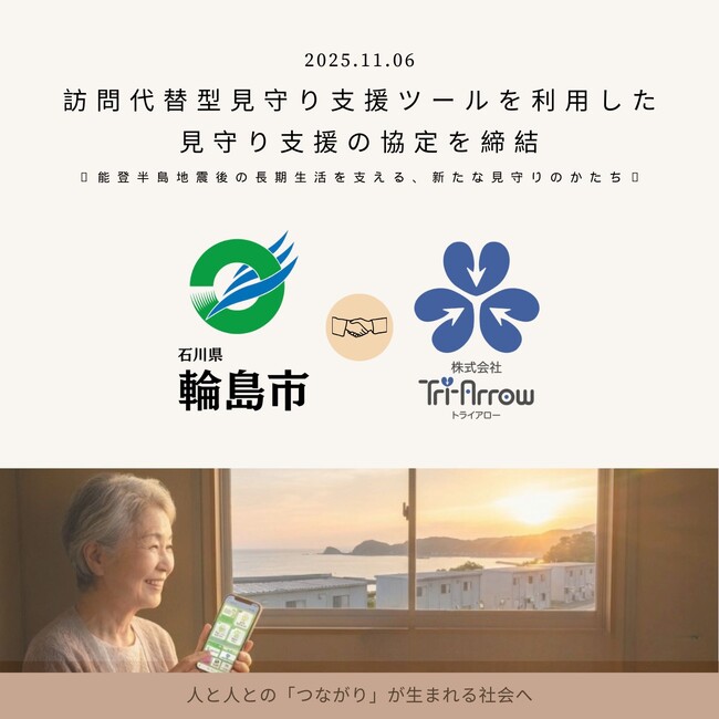 輪島市と株式会社Tri-Arrow、ICTを活用した見守り支援の推進に向け協定を締結