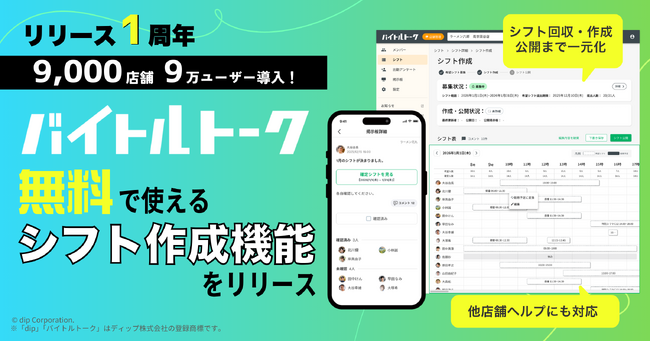 バイトルトーク、サービス開始から1年でユーザー数9万人・導入社数3,000社9,000店舗導入突破