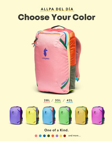 【Cotopaxi(R)(コトパクシ)】唯一無二の配色を楽しむ「Del Dia」シリーズから、一部アイテムがオフィシャルサイトでもカラー選択可能に！