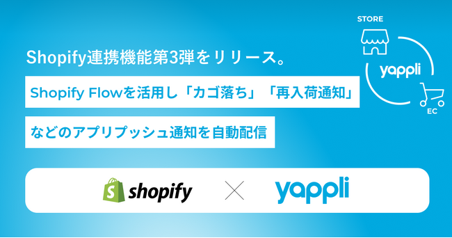 ヤプリ、Shopify連携機能第3弾をリリース。~Shopify Flowを活用し「カゴ落ち」「再入荷通知」などのアプリプッシュ通知を自動配信~