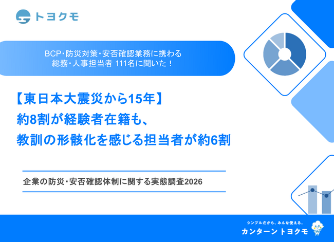 トヨクモ、「企業の防災・安否確認体制に関する実態調査2026」を発表
