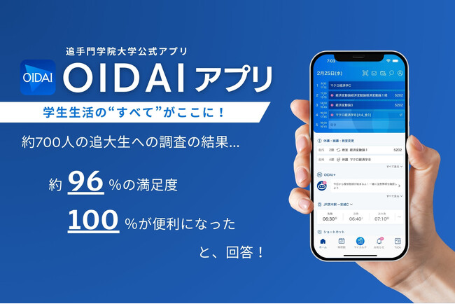 大学公式「OIDAIアプリ」学生満足度96%を達成。DL率は99%！学生の声を反映し、体験価値の向上に寄与