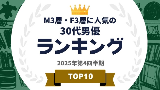 『タレントパワーランキング』がM3層とF3層に人気の30代男優ランキングを発表！WEBサイト『タレントパワーランキング』ランキング企画第415弾！
