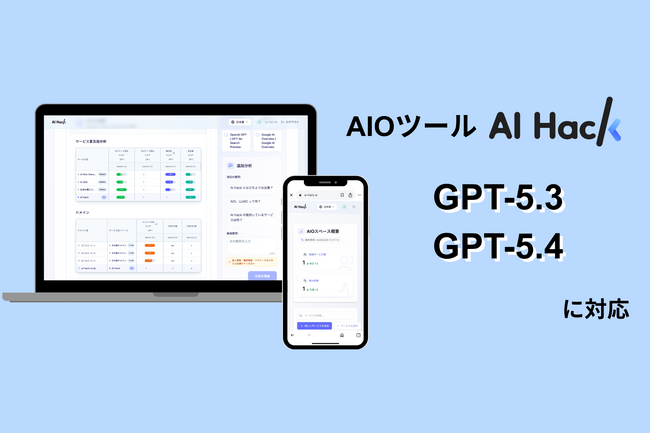 AI Hack提供のAIO分析ツール「AI Hack」が最新AIモデル「GPT-5.3」「GPT-5.4」に対応