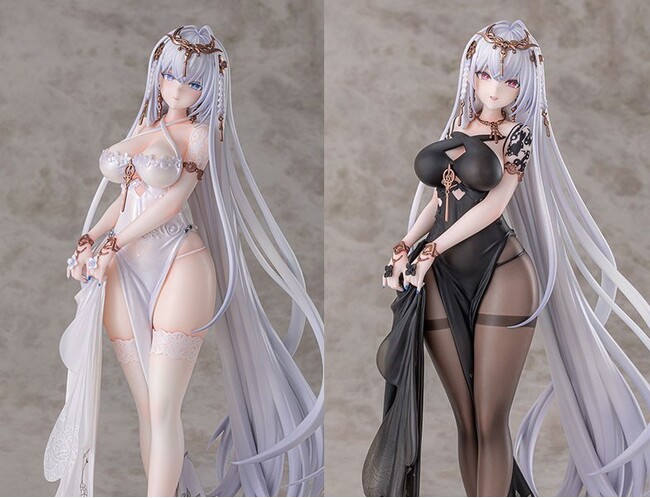 『アズールレーン』より、「エムデン 水月のリチェルカーレVer.」フィギュアの(白) (黒)がセットで登場。