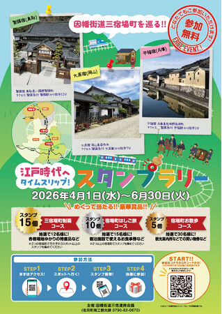 岡山・鳥取・兵庫をまたがる、江戸情緒残る因幡街道。スマホでめぐるデジタルスタンプラリー開催