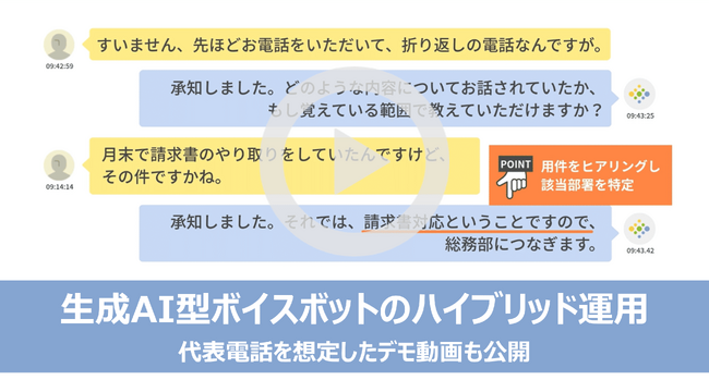 生成AI型ボイスボットをハイブリッド活用し、一次受付業務を運用高度化　AIボイスボット「commubo」、文脈理解に基づく電話転送機能をリリース