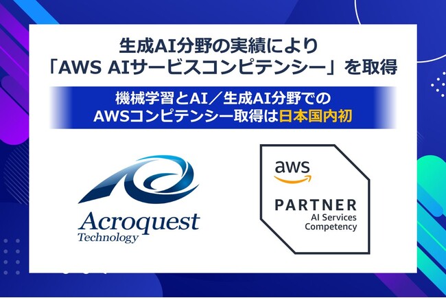 アクロクエスト、生成AI分野の実績により「AWS AIサービスコンピテンシー」を取得