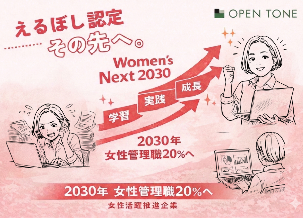 えるぼし認定企業オープントーン、女性管理職比率20％へ育成プログラム「Women’s Next 」を開始