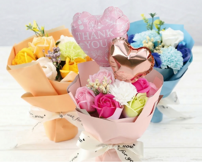 【ココロを贈る 名入れギフトOkulu】枯れないソープフラワー×バルーンの華やかブーケ「Balloon Bloom」発売