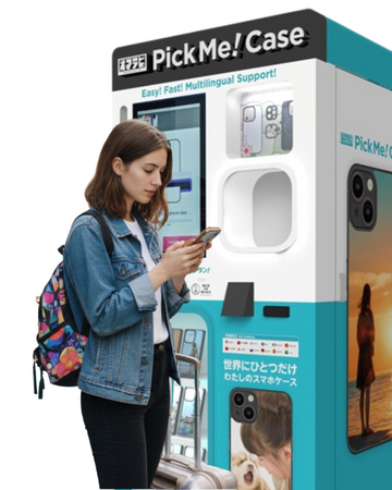 【羽田空港第3ターミナルに登場】3分で完成！12言語対応のスマホケース自販機『PickMe!Case』