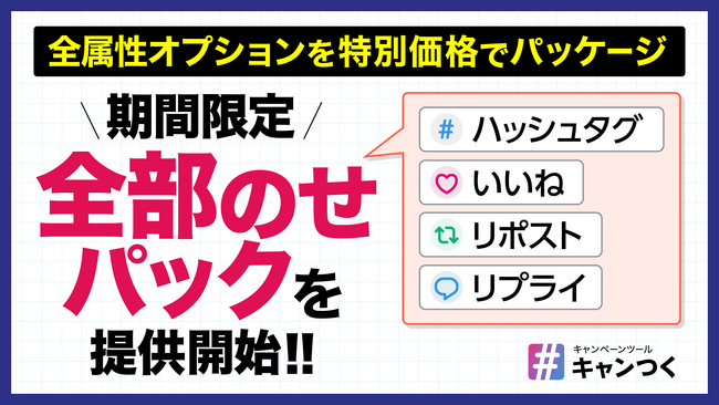 「キャンつく」が全キャンペーン形式に対応した期間限定「全部のせパック」を提供開始