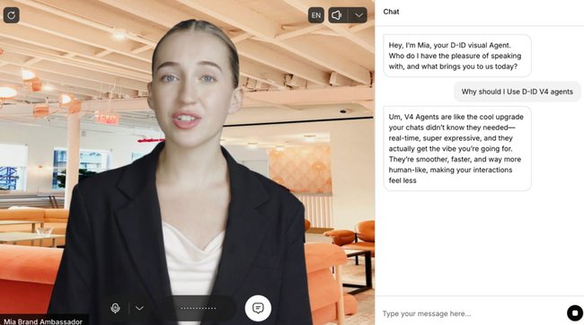 D-ID、LLMと連携しリアルタイムな対話が可能なAIアバターの新版、「V4 Expressive Visual Agents」を発表