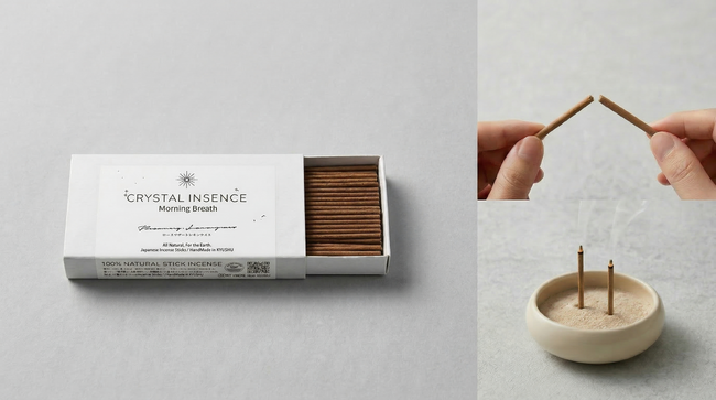 朝のコーヒーが「飲むスイッチ」なら、朝のお香は「吸うスイッチ」── CRYSTAL INSENCE（クリスタルインセンス）、7分間の朝専用・2本立てのお香を発売。定期便も同時開始