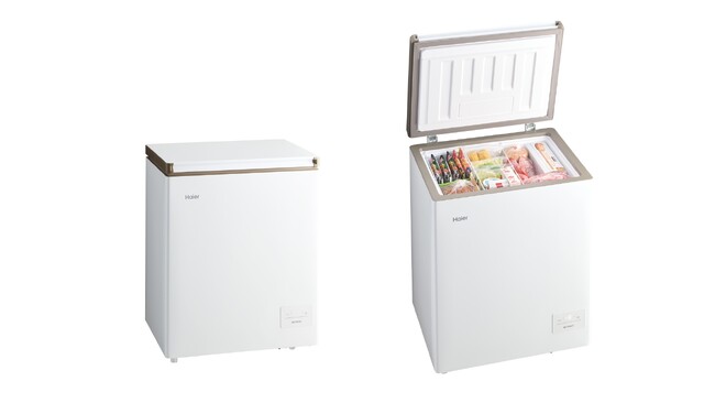 ハイアール、大量の食材を長期間保存可能な、霜取り不要のファン式を採用した132L上開き式冷凍庫を発売