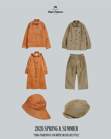 【Nigel Cabourn】新店舗、六本木ヒルズ店限定展開の日本古来の天然染色技法「柿渋染め」を施した特別な２型の商品を発売開始。