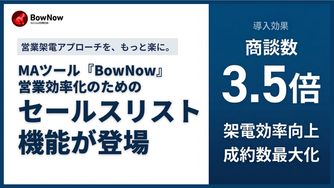 クラウドサーカスのMAツール「BowNow」、営業活動を効率化する新機能「セールスリスト」を提供開始