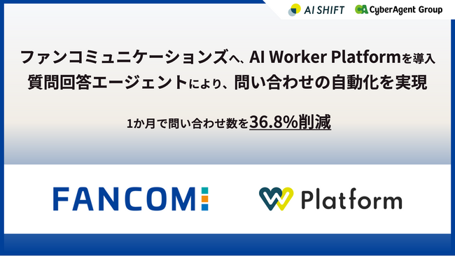株式会社ファンコミュニケーションズ、問い合わせ対応の自動化を目的にAI Shiftの「AI Worker Platform」を導入