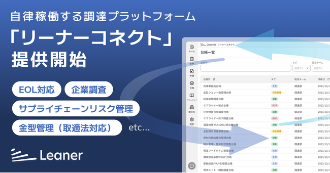リーナー、自律稼働する調達プラットフォーム「リーナーコネクト」を提供開始。調達の「協調領域」をインフラ化し、「失われた30年」を調達から取り戻す