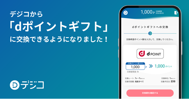 デジタルギフトサービス「デジコ」、新たな交換先として「dポイントギフト」の取り扱い開始
