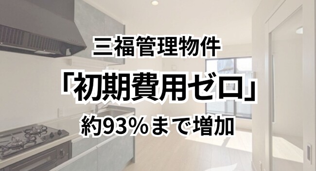「初期費用ゼロ」賃貸物件が約93％まで増加｜愛媛県松山市・三福管理のマンション・アパート調査