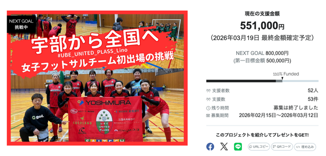 UBE UNITED PLASS Lino クラウドファンディング、目標を110%達成して終了！