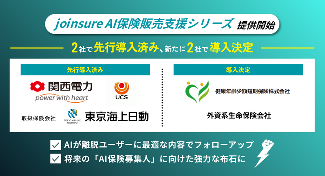 justInCaseTechnologiesがAIによる「離脱者解析」でデジタル保険販売の壁を突破。成約率を最大35%向上させる「joinsure AI保険販売支援シリーズ」の提供を開始