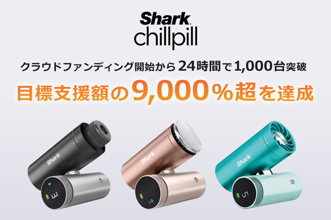 【開始10分で数量限定の特別特典が完売】『Shark(R) ChillPill パーソナルクーリングファン』クラウドファンディング初日で目標達成、支援額9,000％超