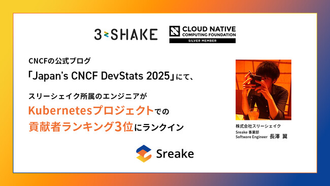 CNCFの公式ブログ「Japan's CNCF DevStats 2025」にて、スリーシェイク所属のエンジニアがKubernetesプロジェクトでの貢献者ランキング3位にランクイン